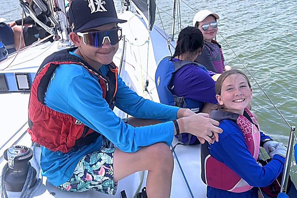 DCYC youth sailors aboard on Lake Lewisville