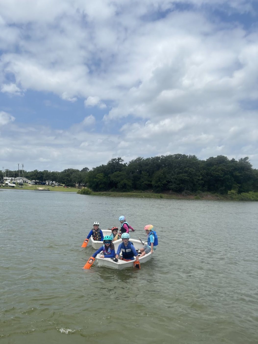 DCYC young sailors out on the water together at Lake Lewisville